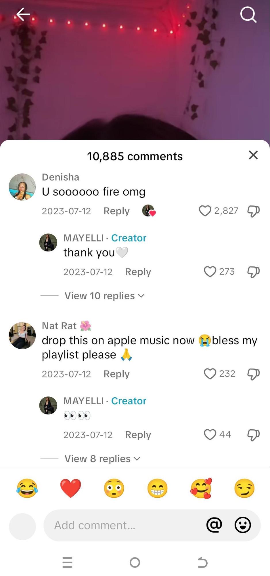 A Screenshot Showing a Music Artist Engaging With the Followers
