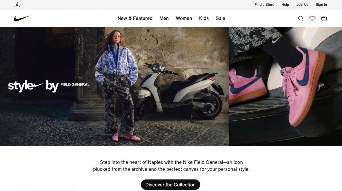 Nike’s Landing Page