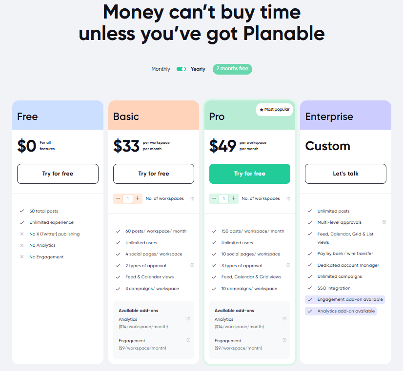 Planable's Pricing Plans