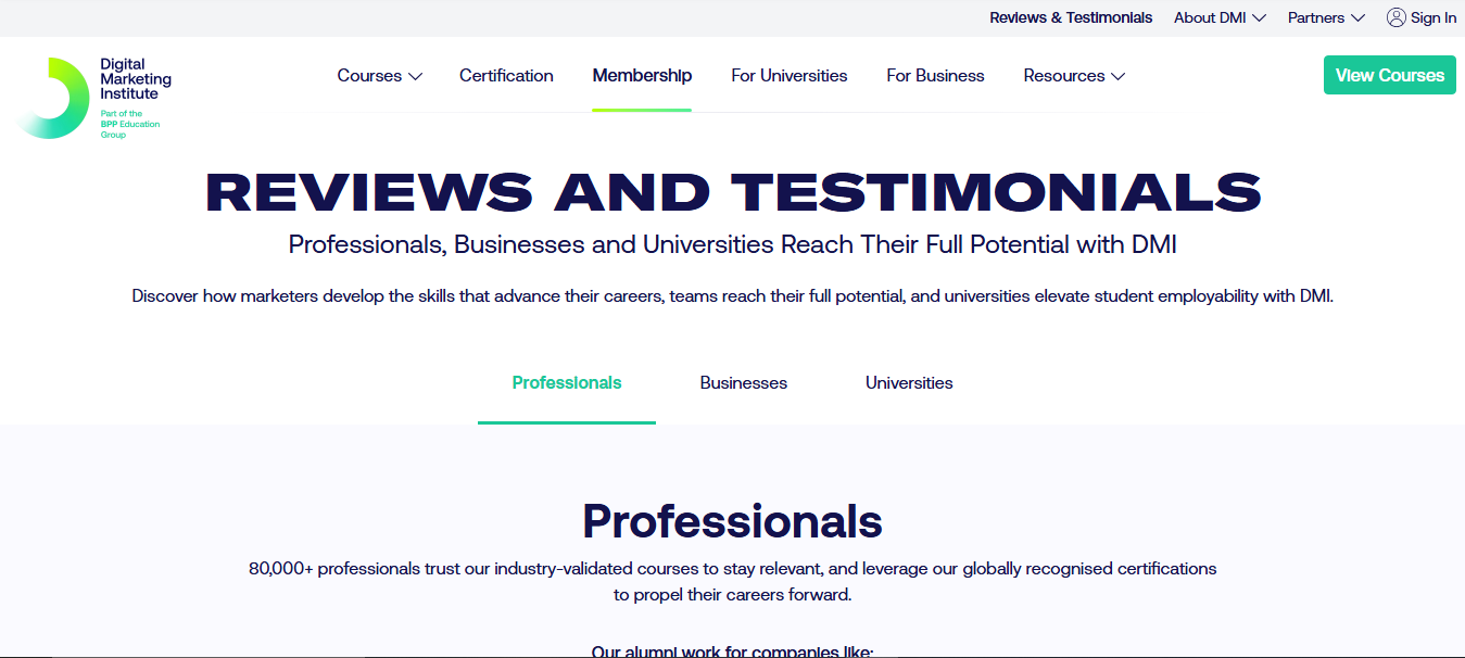 Reviews & Testimonials on Digital Marketing Institute