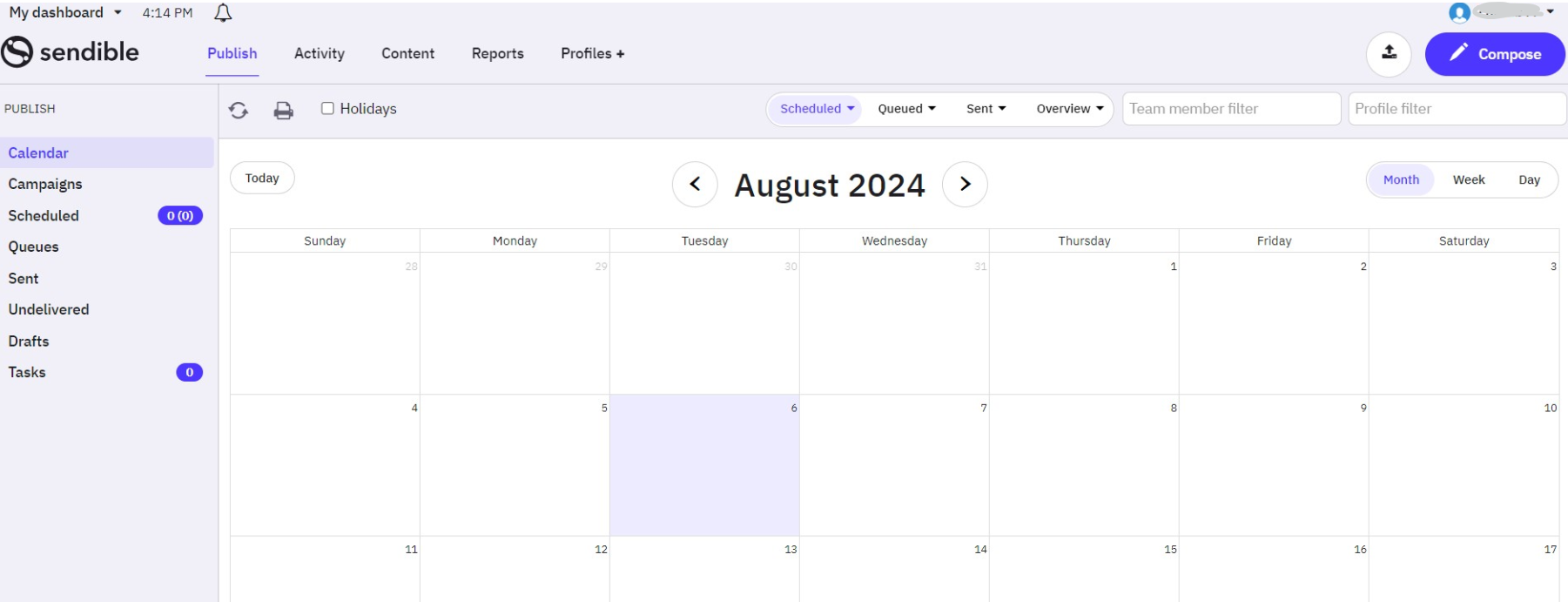 Sendible’s Dashboard