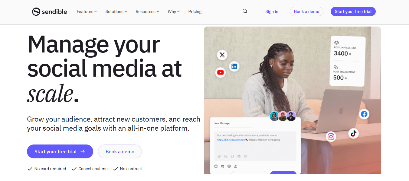 Sendible's Landing Page