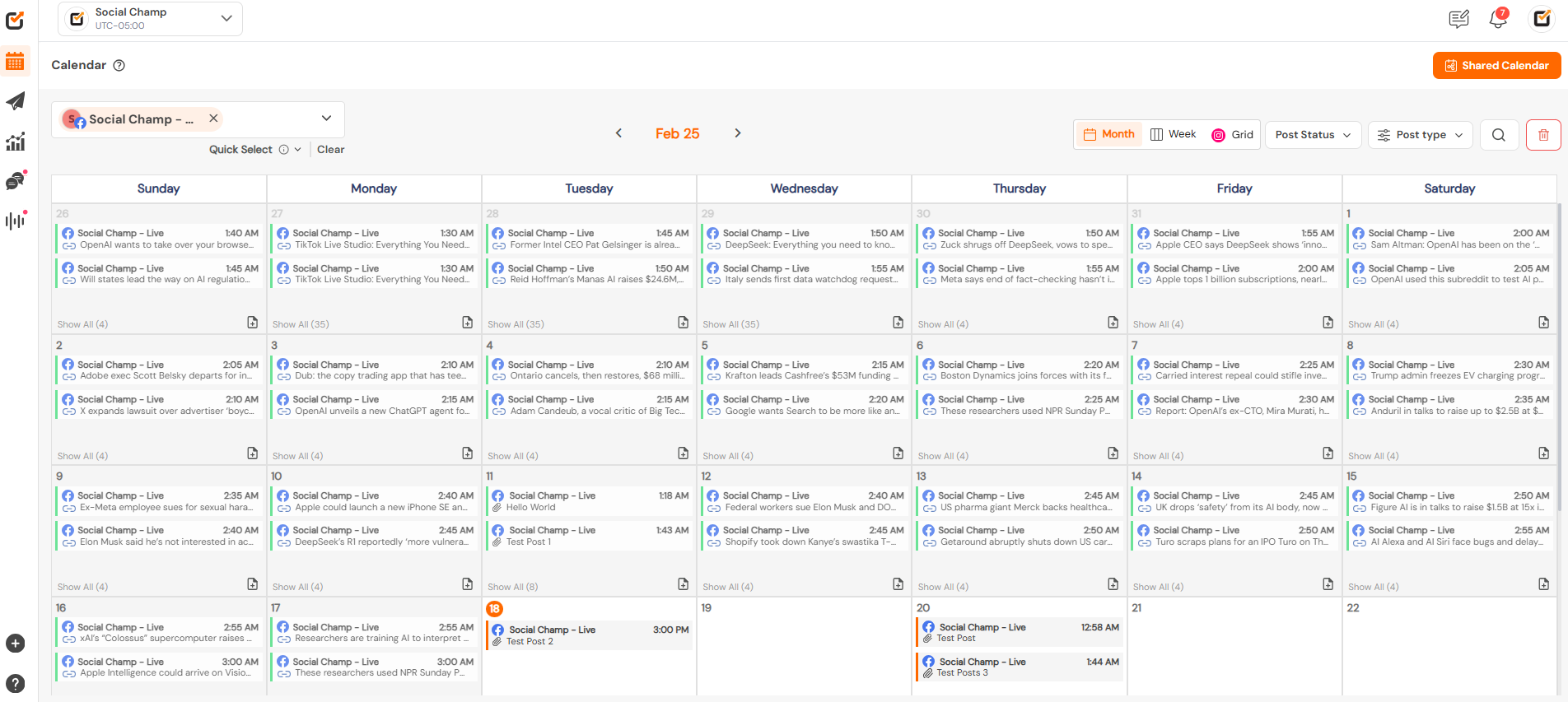 Social Champ’s Content Calendar