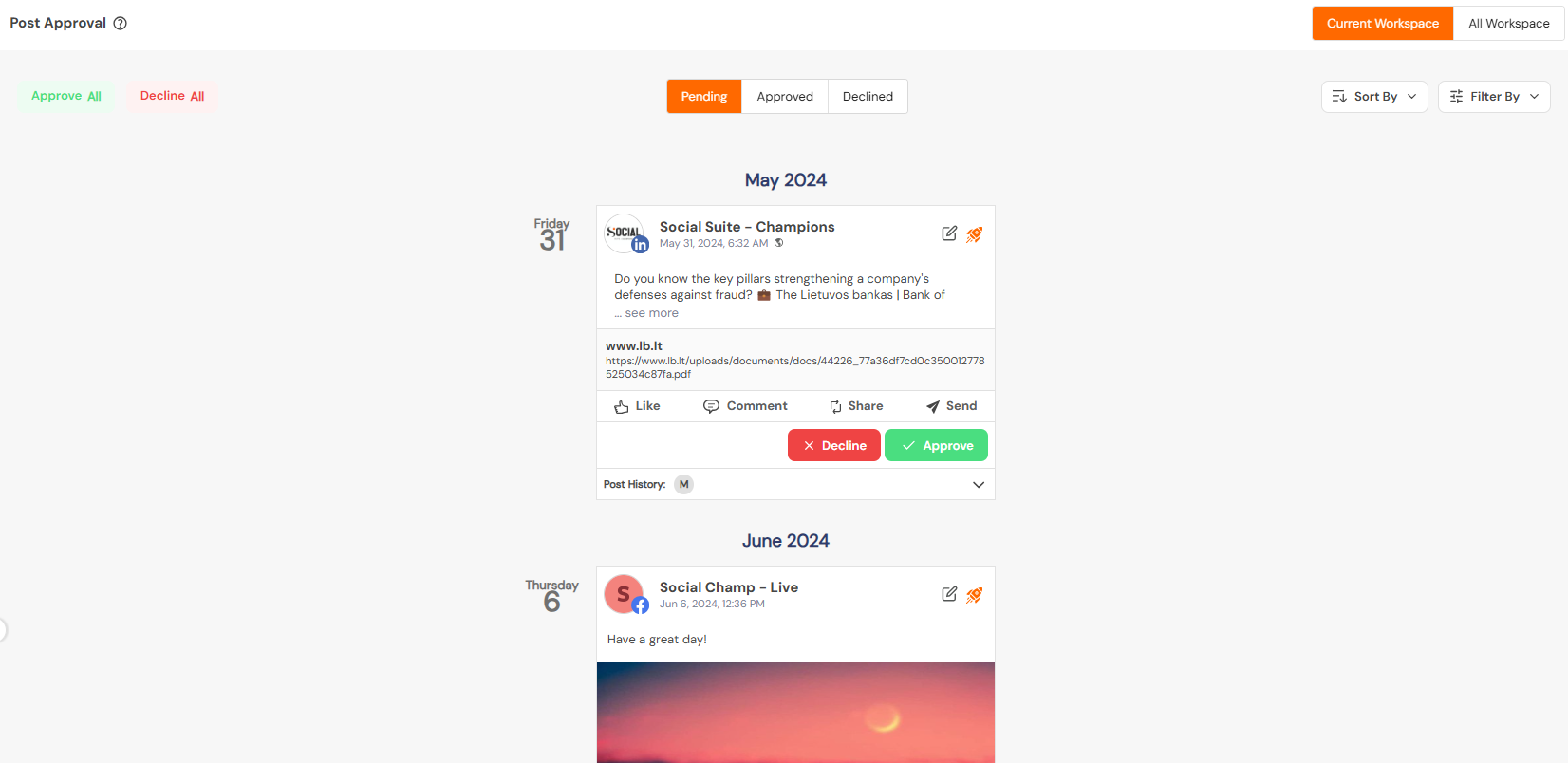 Social Champ’s Post Approvals