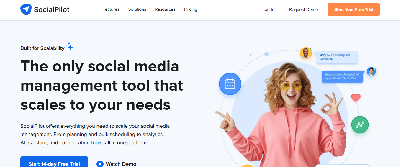 SocialPilot's Landing Page