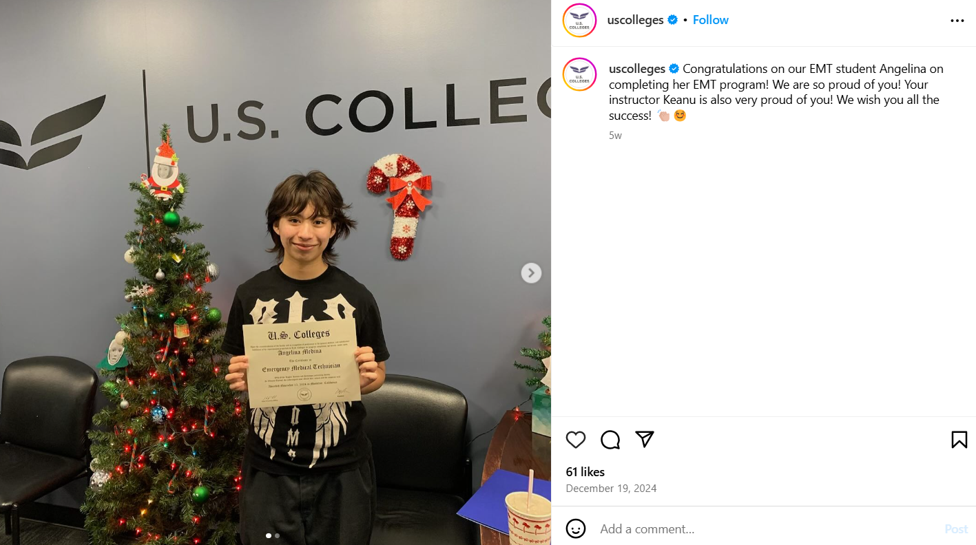 Instagram Post by @uscolleges' Congratulating a Student