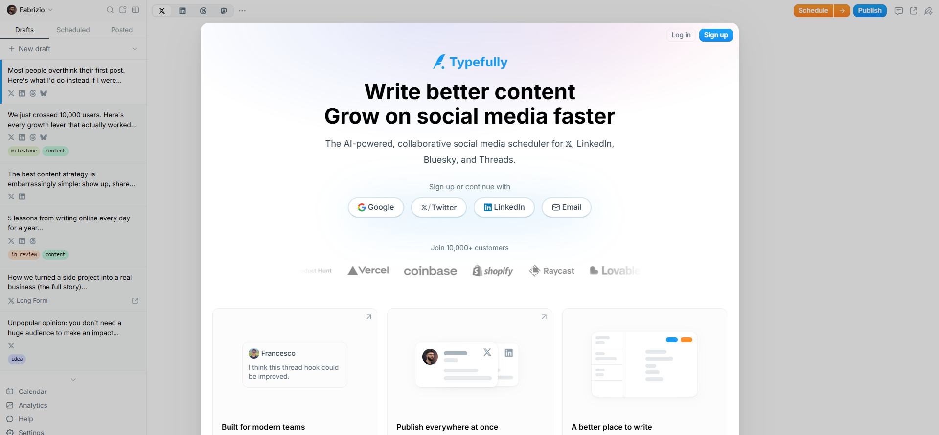 Typefully's Homepage