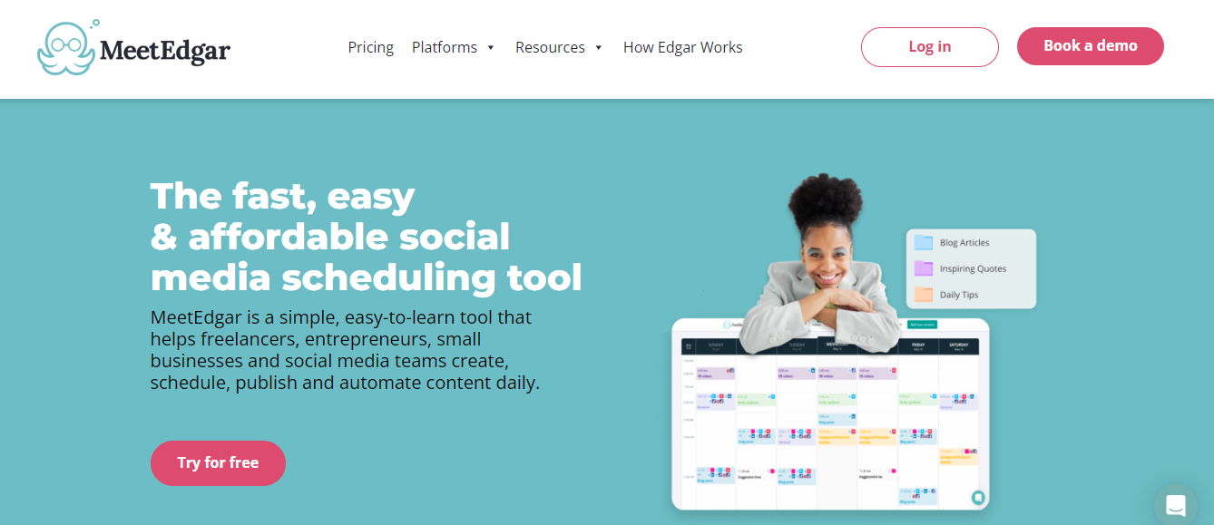 MeetEdgar's landing page