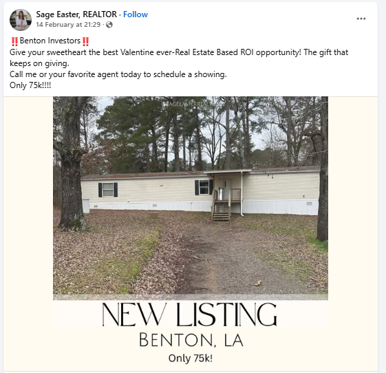 A Realtor’s Facebook Post About Valentine’s Day