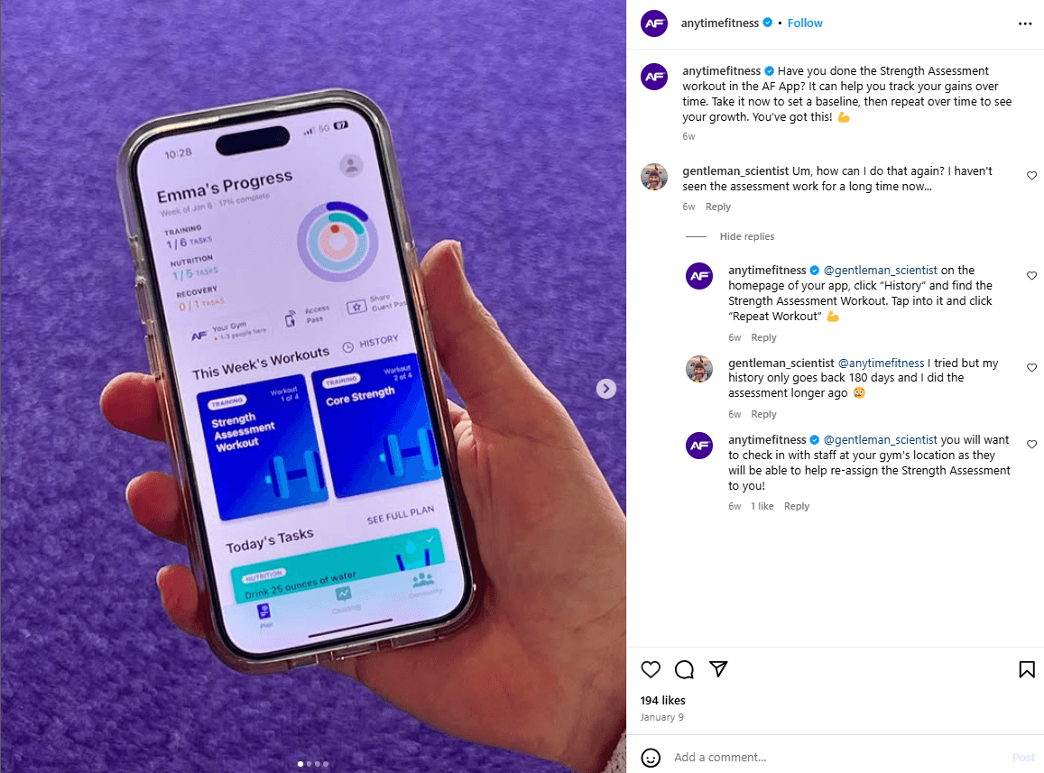 Social Media Marketing For Gyms: Engaging Strategies To Attract Members In 2026 8 Anytime Fitness Engaging With Its Audience