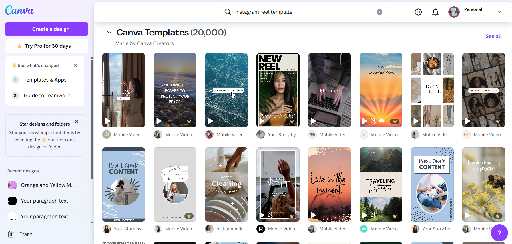 Canva’s Dashboard