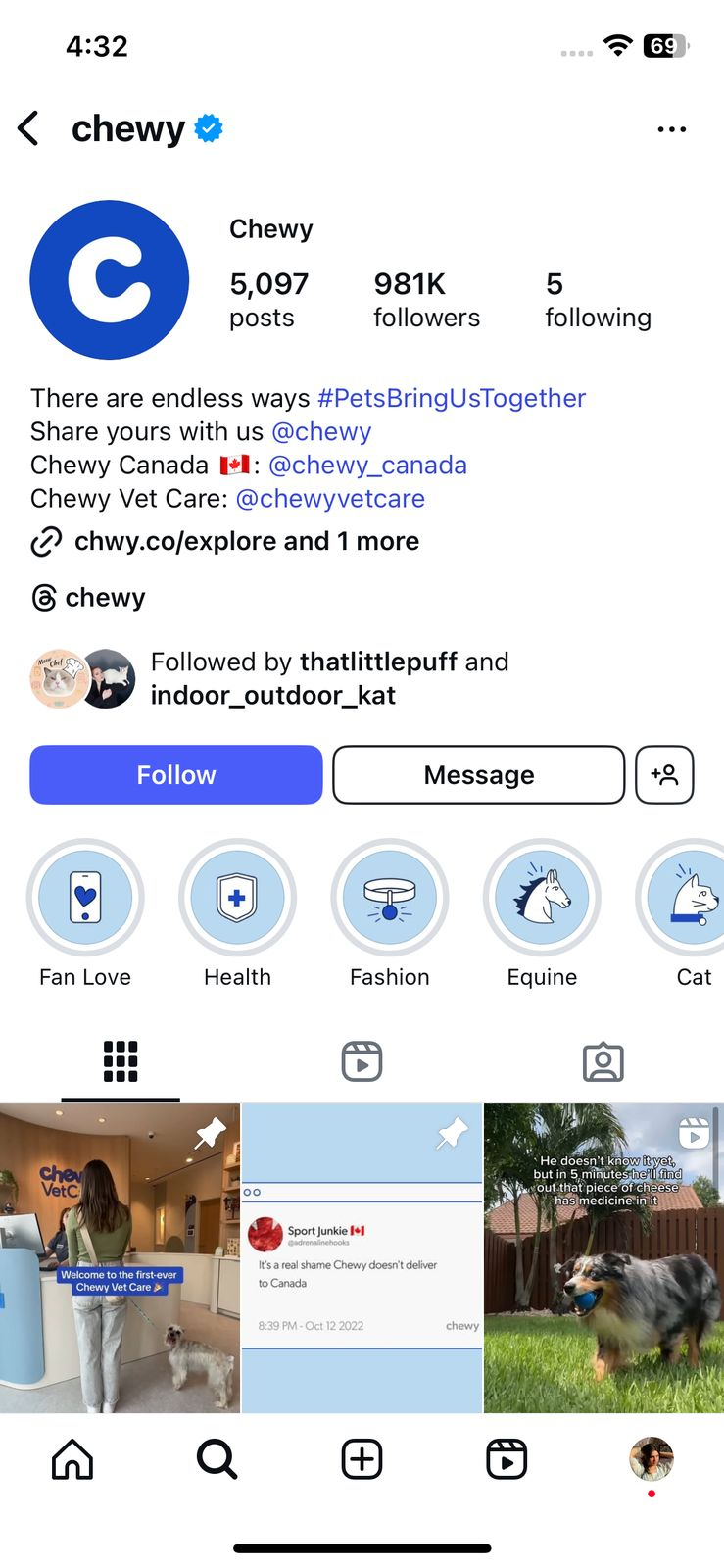 Chewy’s Instagram Page