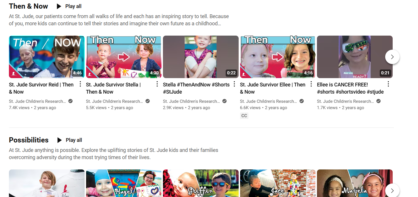 St. Jude Children’s Research Hospital’s YouTube Channel