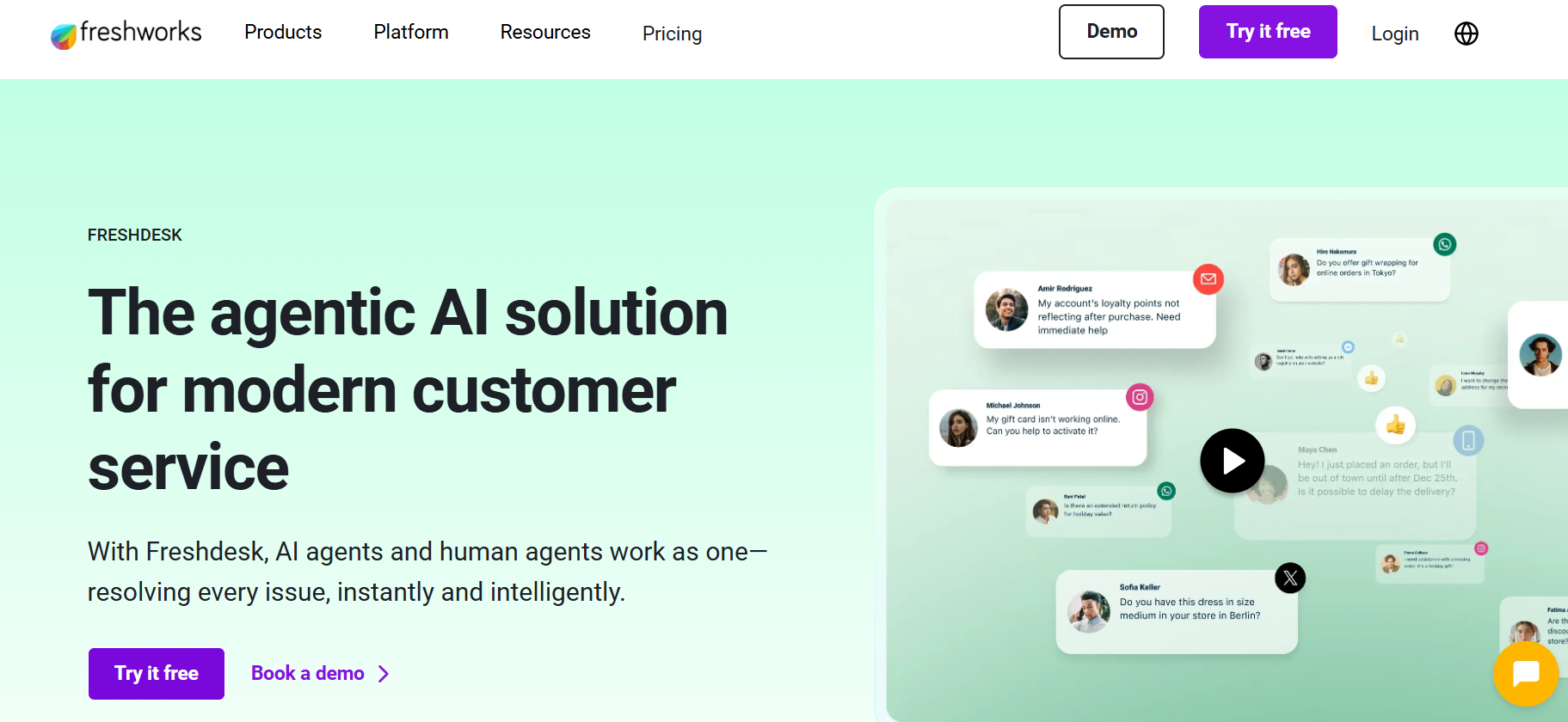 Freshdesk Landing Page