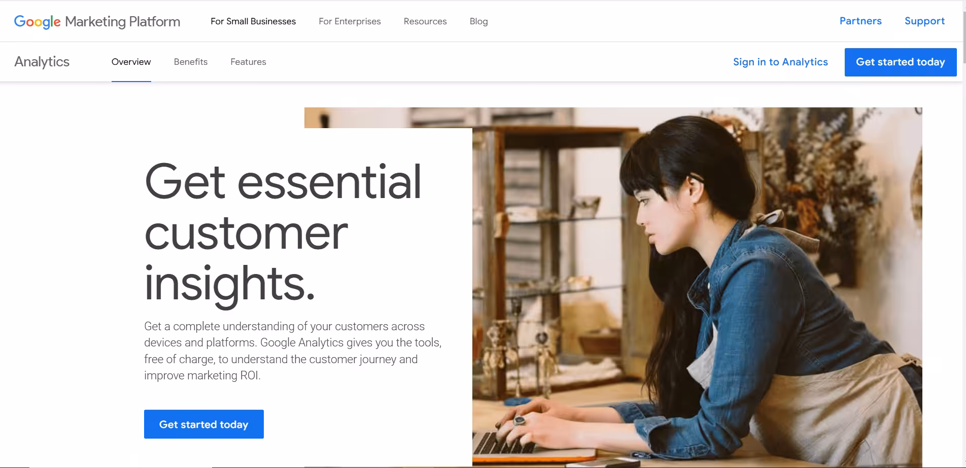 Google Analytics Landing Page