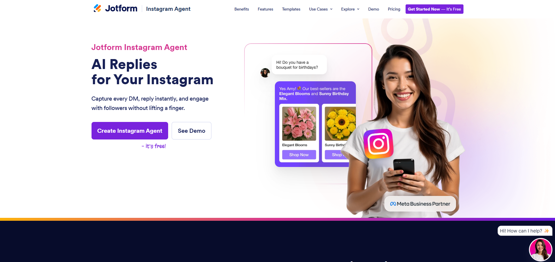 10 Instagram Growth Tools to Boost Your 2026 Presence 12 Jotform Instagram Agent's Homepage