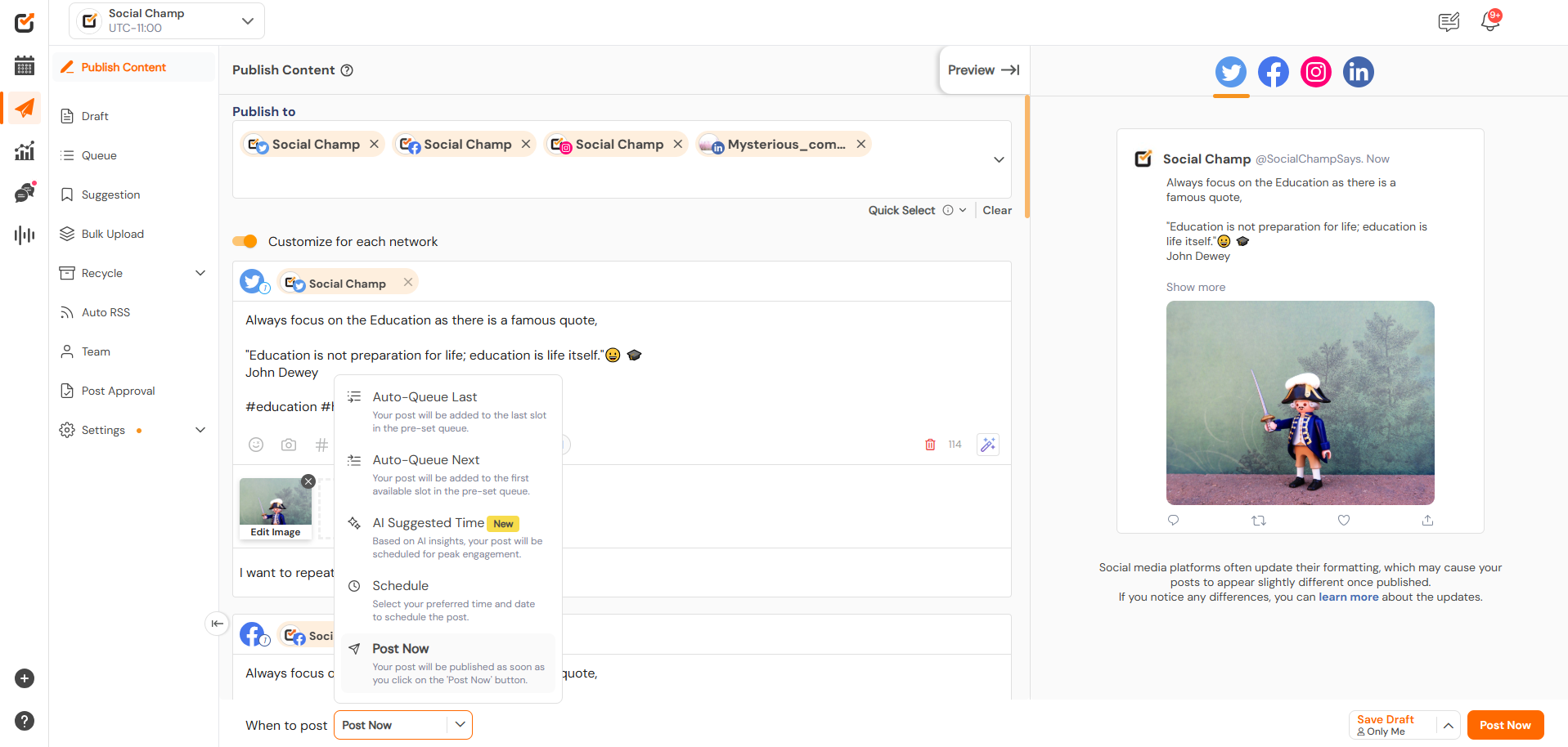 Schedule Post on Social Champ