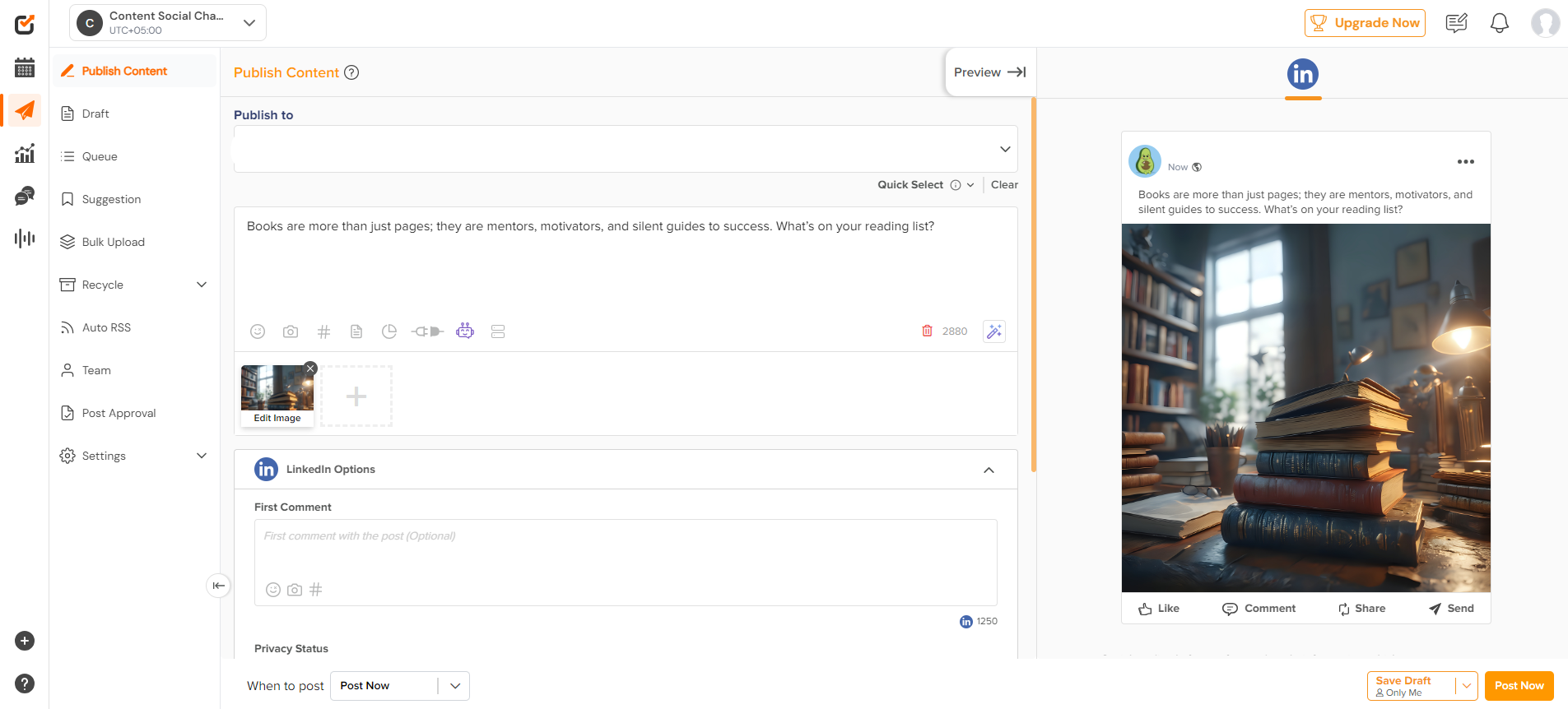 Social Champ’s Publishing Dashboard