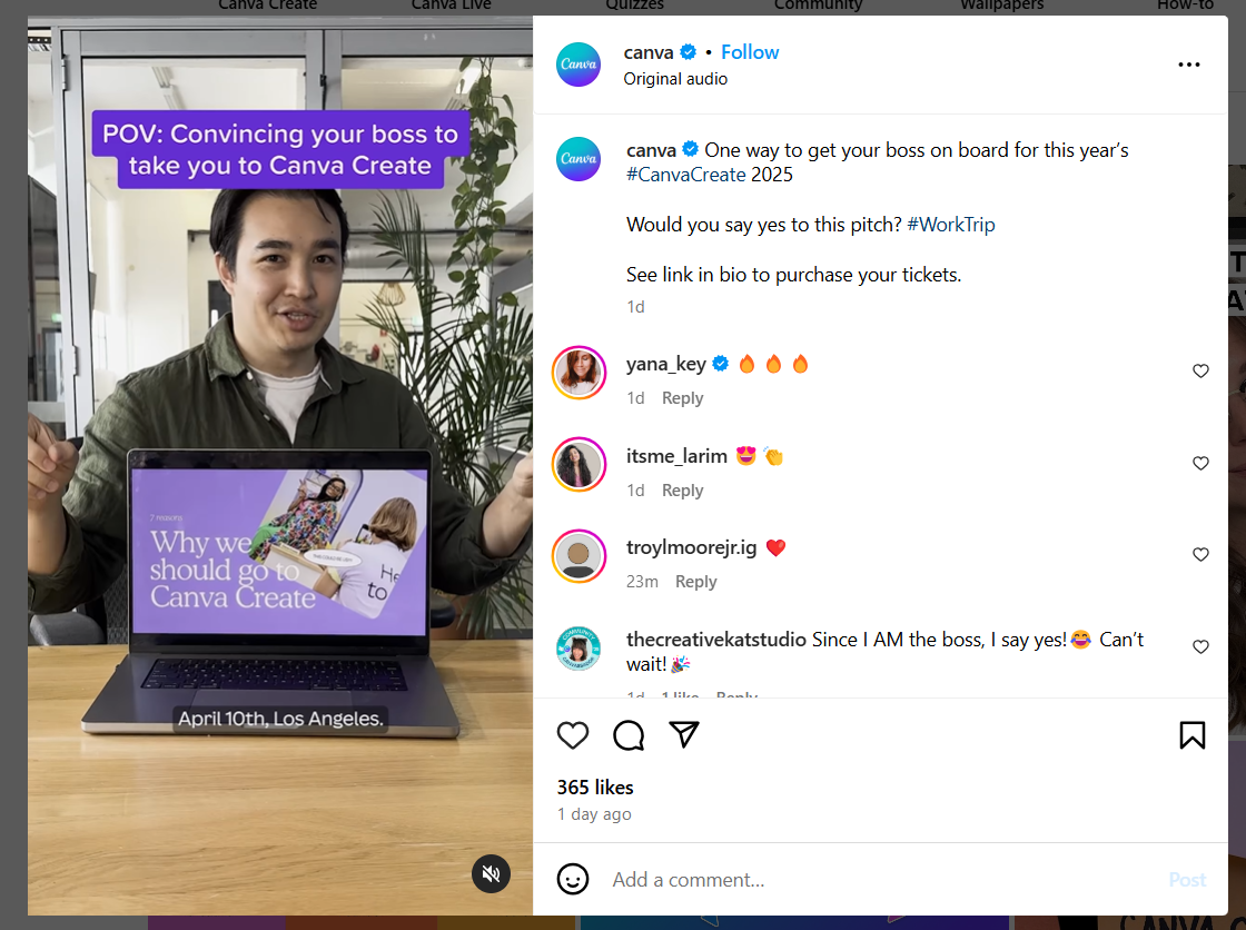 A Post of Canva on Instagram Showing Social Media Marketing