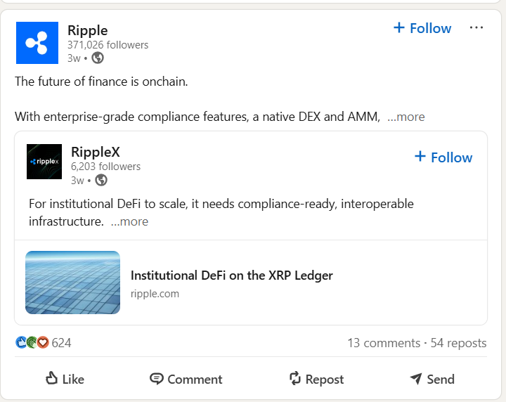 Thought Leadership Post on Ripple’s LinkedIn