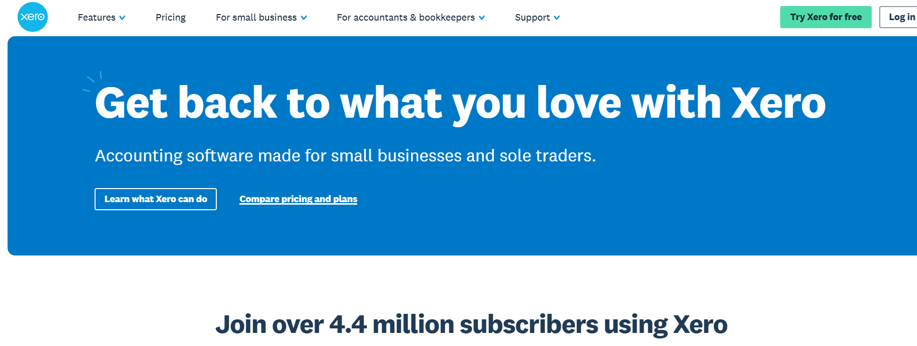 Xero Landing Page