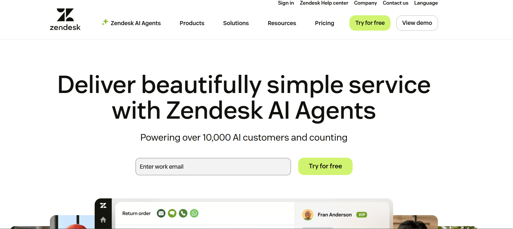Zendesk Landing Page