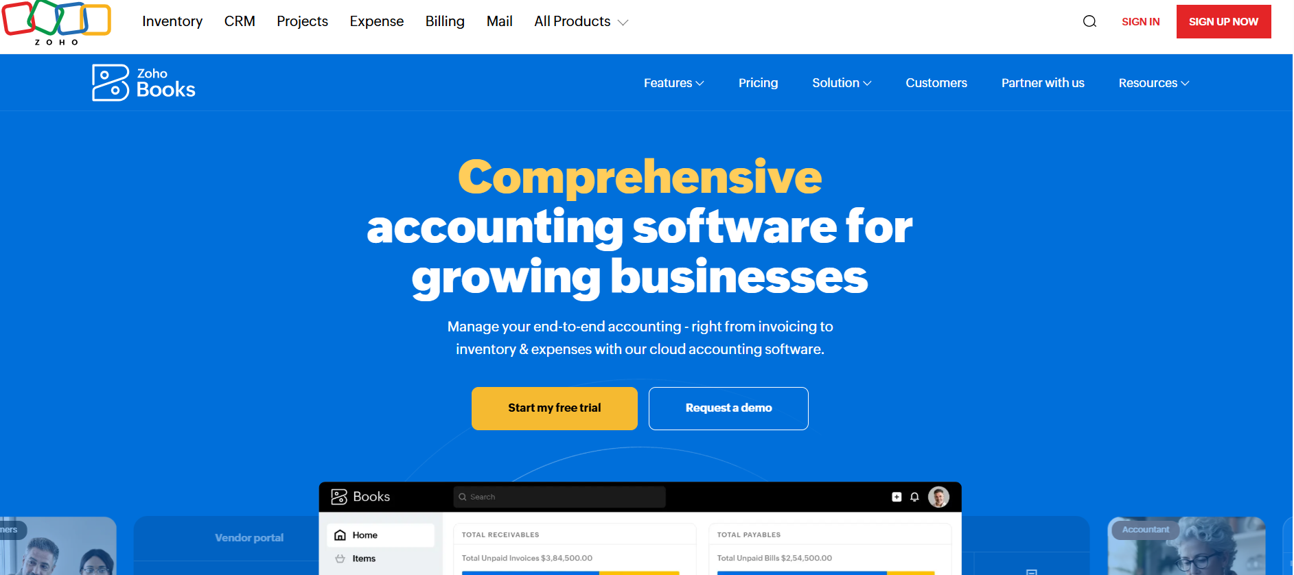 Zoho Books Landing Page