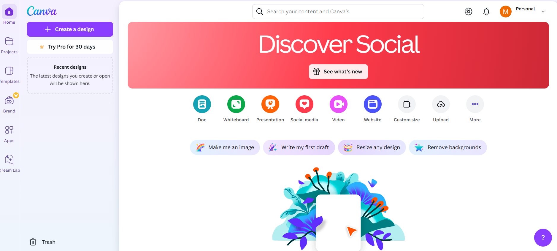 Canva's Dashboard