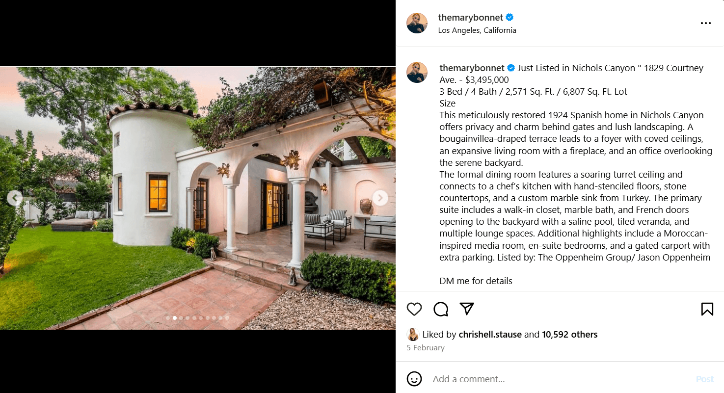 Real Estate Marketing in 2026: 40+ Proven Ideas to Sell Faster & Smarter 3 Example of a Real Estate Agent Marketing a Property on Instagram