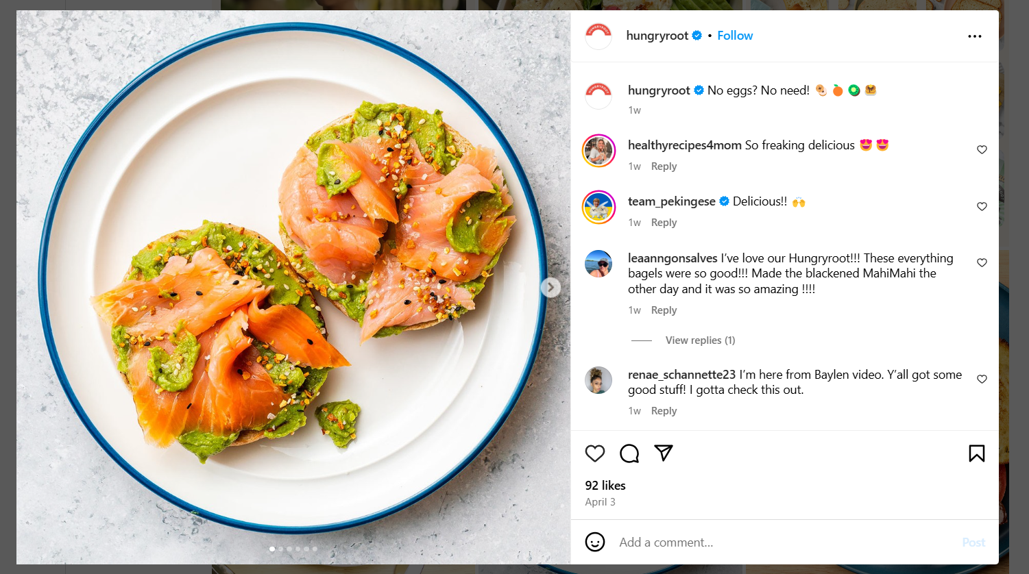 Eye-Catching Image Post on Instagram by Hungryroot