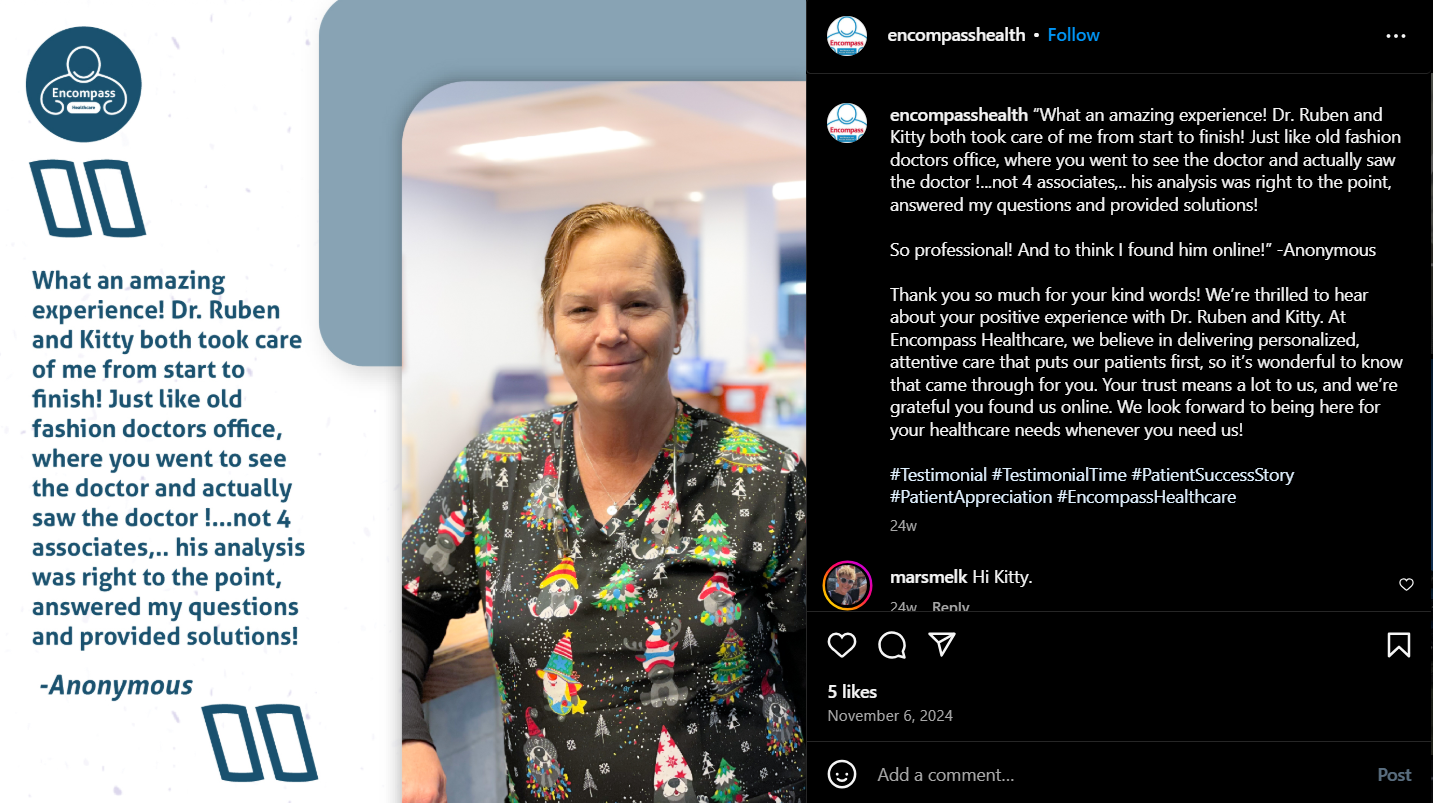 A Patient’s Success Story Post on Instagram