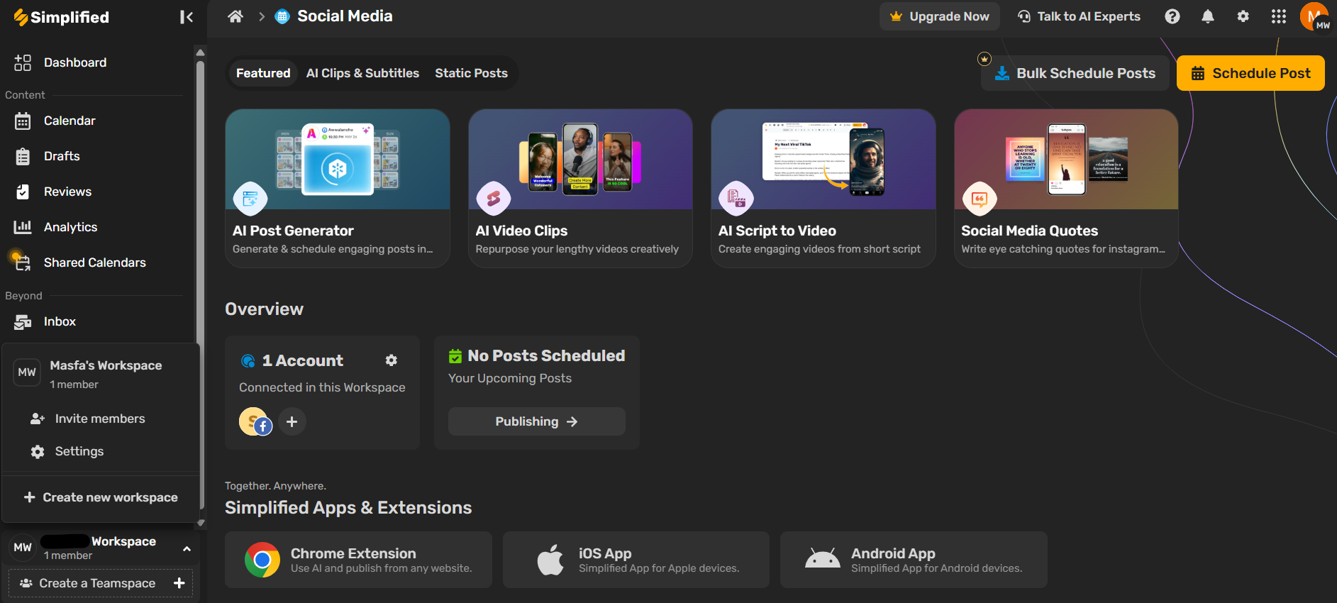 Simplified’s Dashboard
