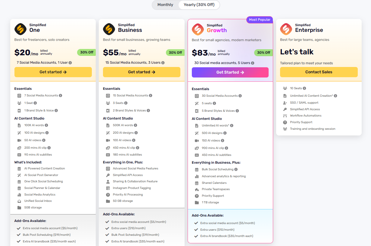 Simplified’s Pricing Plans