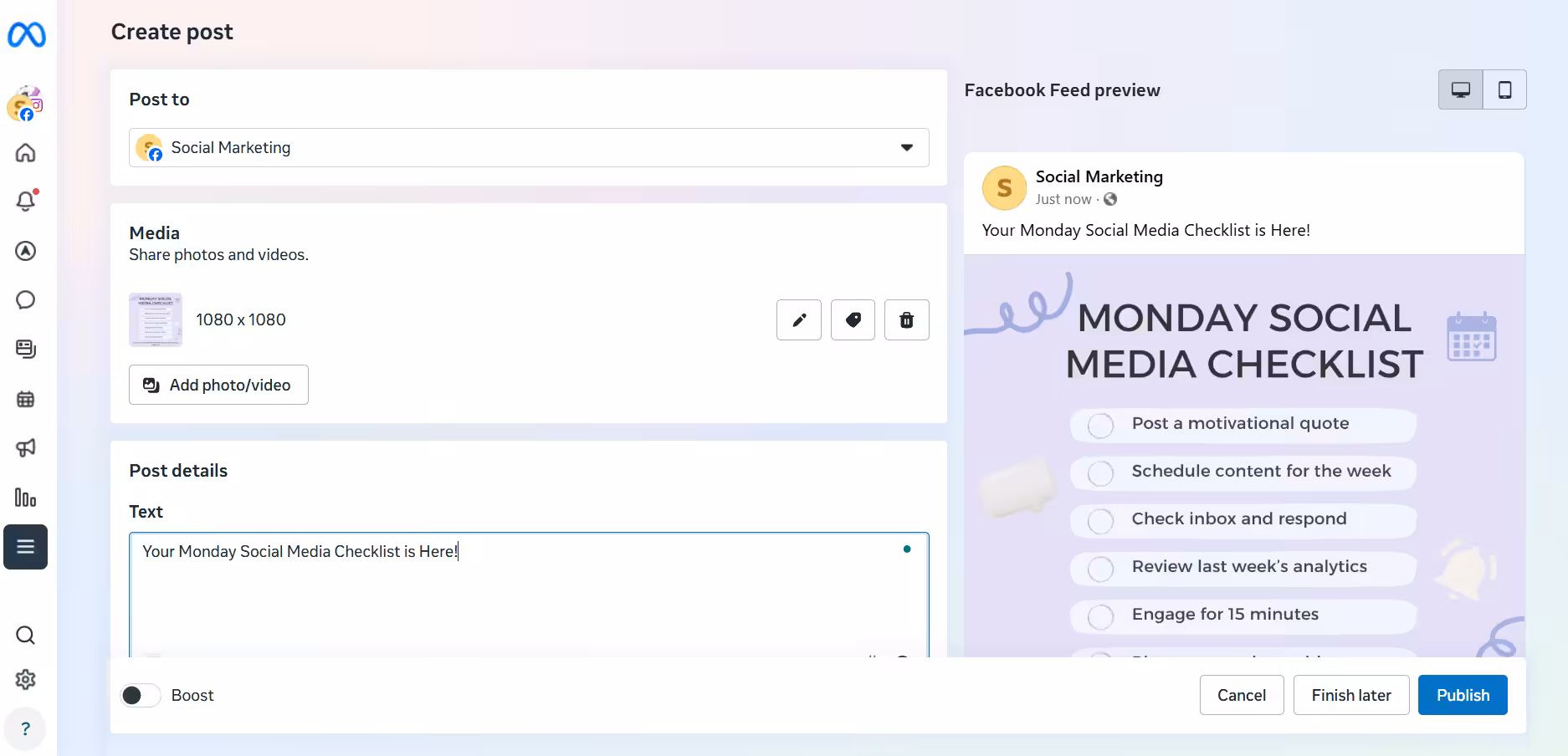 How to Schedule Facebook Posts in 2026? 9 Write Your Post