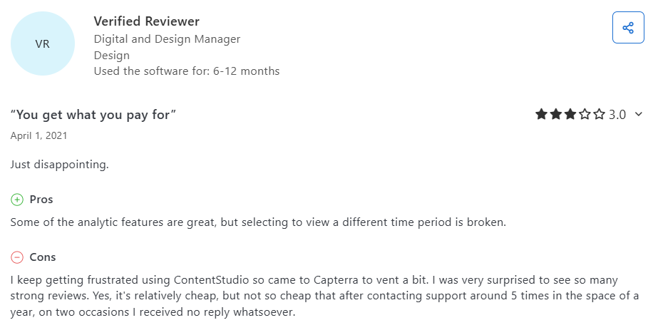 a contentstudio user reviewed on capterra