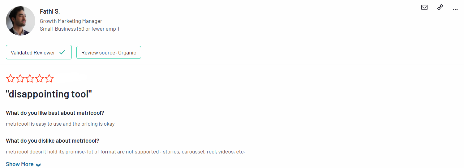 a negative review on g2 for meltwater