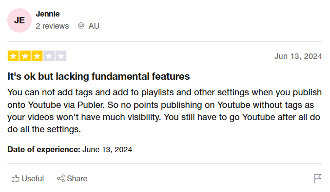 a publer user highlighted its lackness of fundamental features