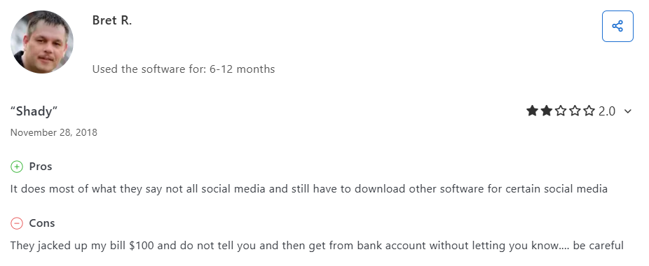 a user highlighted his negative experience with mavsocial