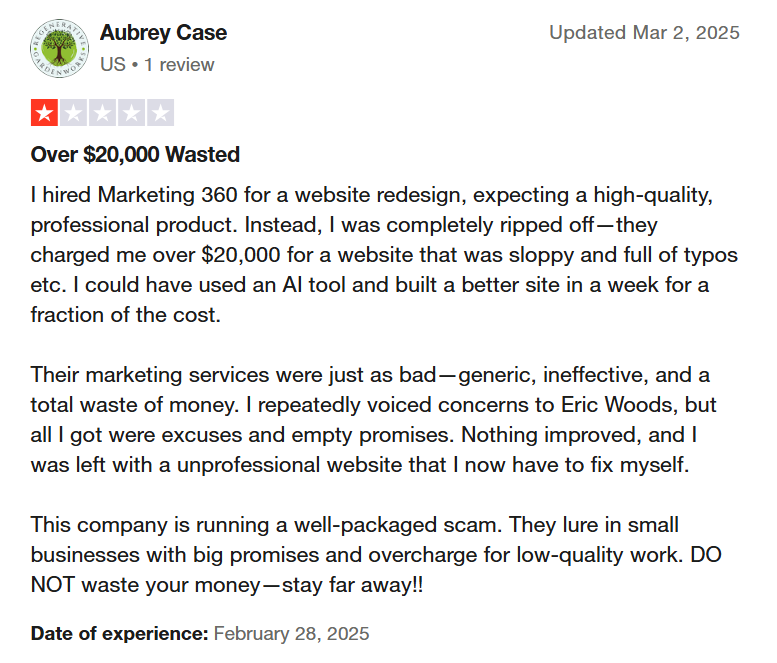 Aubrey Case’s Review on Their Experience With Marketing 360