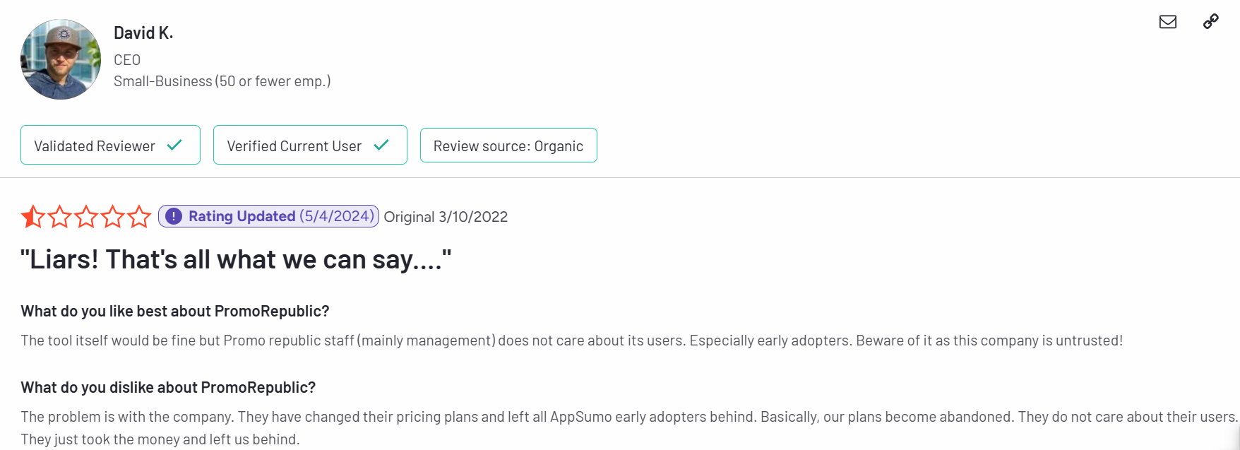David's Review on PromoRepublic on G2