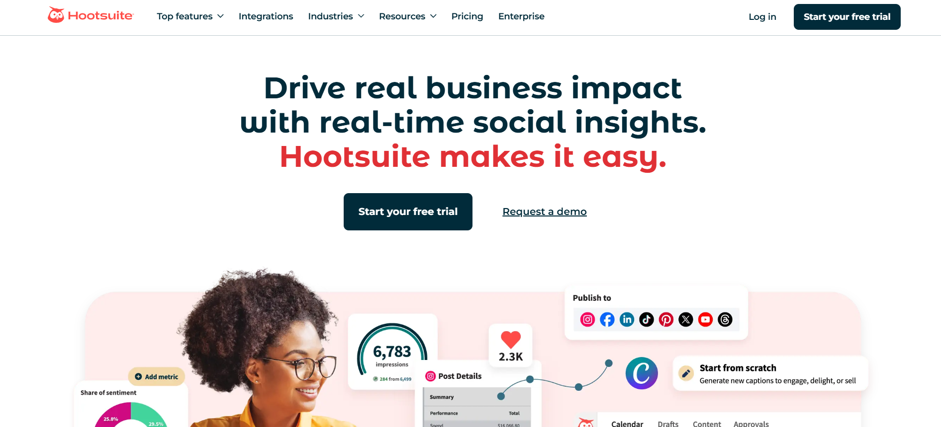 hootsuite's webpage