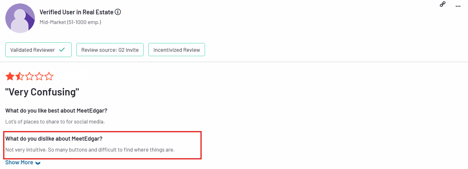 A Review for MeetEdgar on G2
