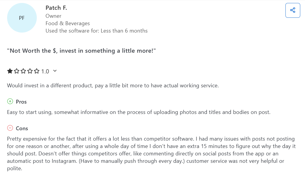 A Review for OneUp on Capterra