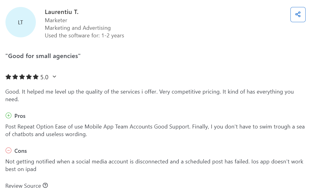 A Review for Social Champ on Capterra