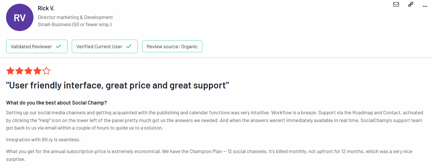 A Review for Social Champ on G2