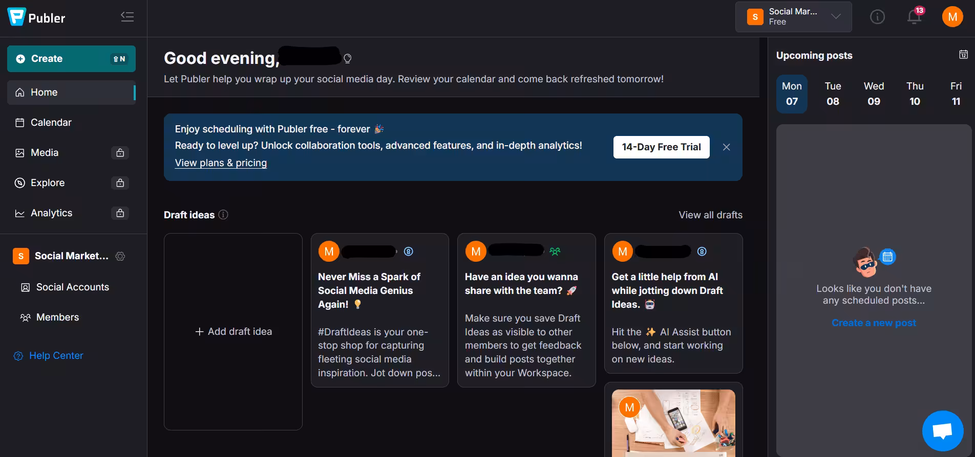 Publer's Dashboard