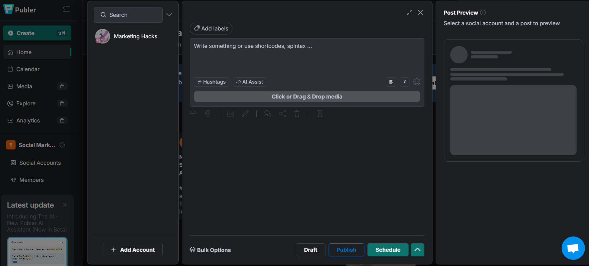 publer’s dashboard