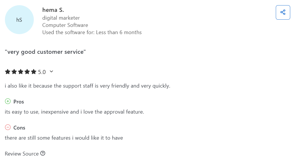 A Review for Social Champ's Customer Support on Capterra