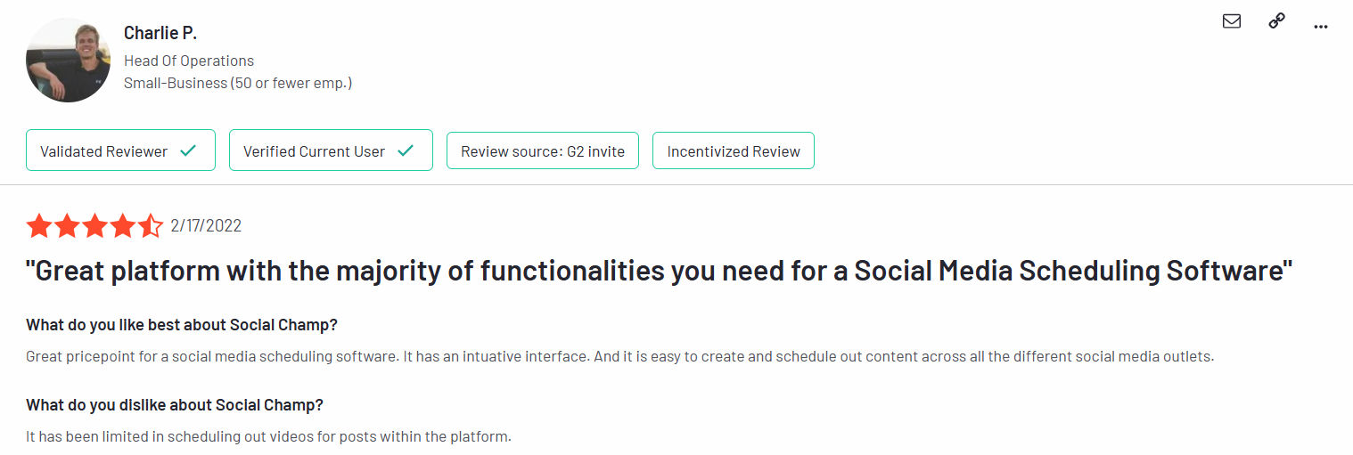 A Positive Review for Social Champ on G2