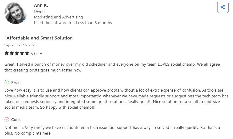 A Review of Social Champ on Capterra
